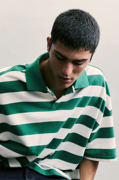 Boxy fit striped polo shirt