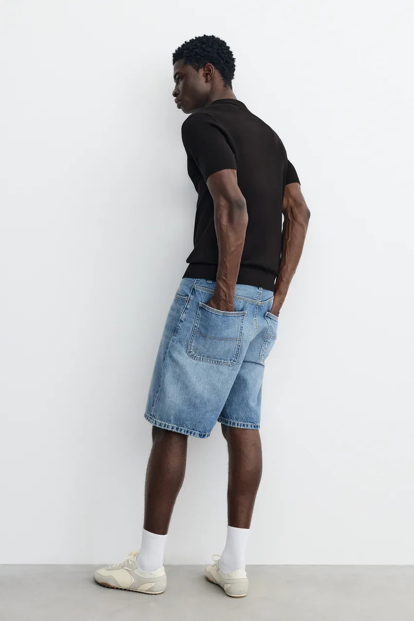 Short sleeve knit polo shirt