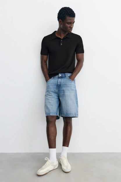 Short sleeve knit polo shirt