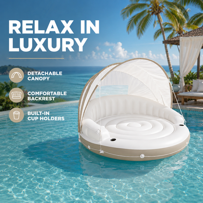 Canopy Island Inflatable Pool Float With Sunshade
