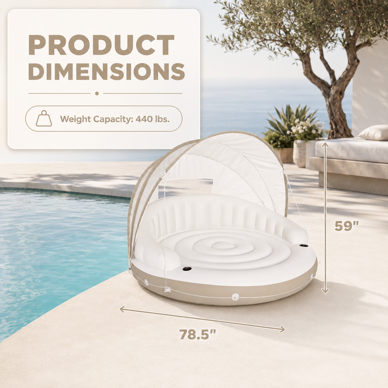 Canopy Island Inflatable Pool Float With Sunshade